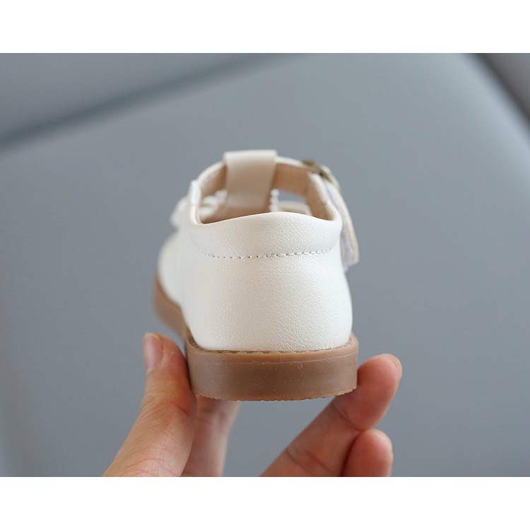 Giày búp bê bằng da đính nơ phong cách Hàn Quốc dành cho bé gái 1-8 tuổi