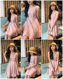 Váy 2 dây kẻ bé 3 màu