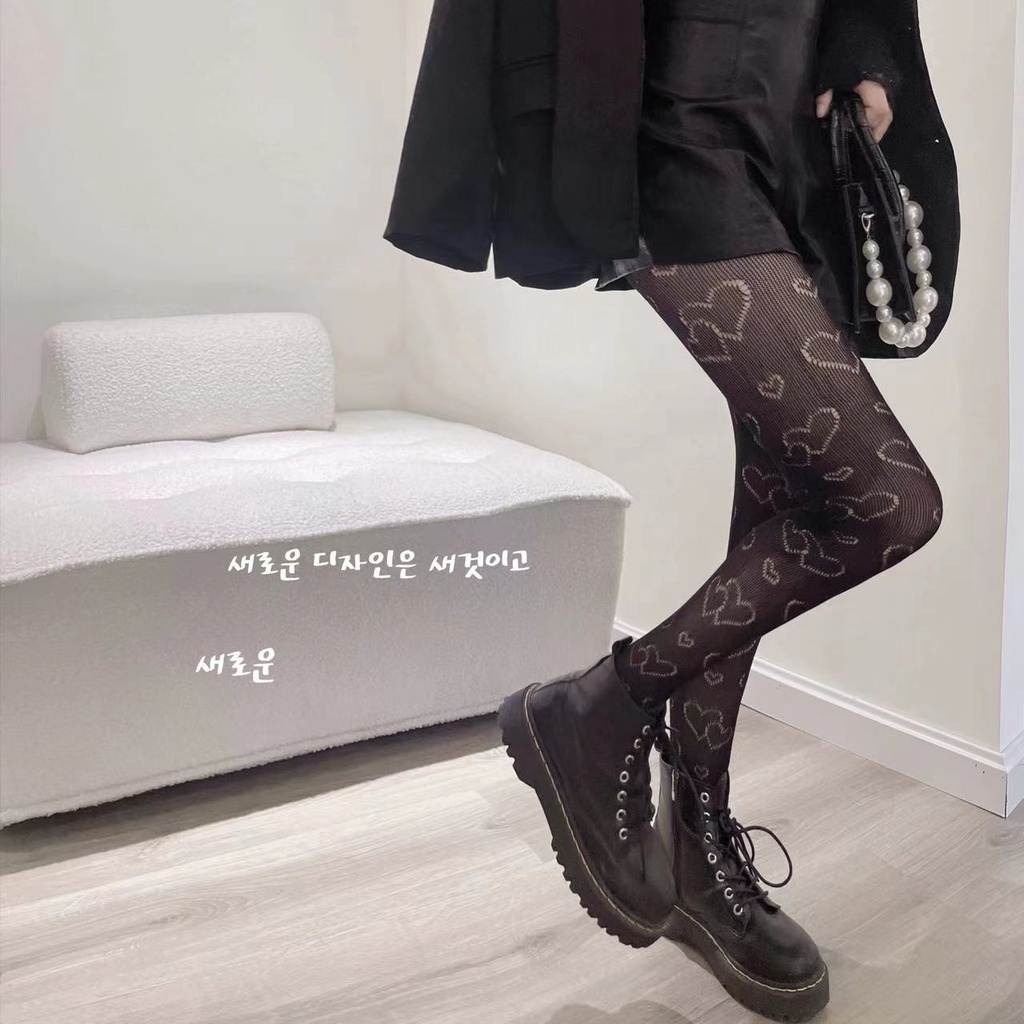 Women Summer Heart Love Sexy Slim Legs Leggings Fishnet Socks Black Silk Mesh Pantyhose Fishnet Nylon Fantasy Body Stockings