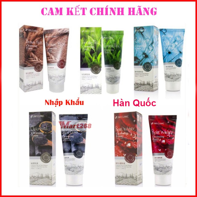 [CAM KẾT CHÍNH HẢNG]Sữa Rửa Mặt 3W Clinic Hàn Quốc 100ml, Lúa Mạch, Trà Xanh, Than Hoạt Tính, Collagen Làm Trắng Da | BigBuy360 - bigbuy360.vn