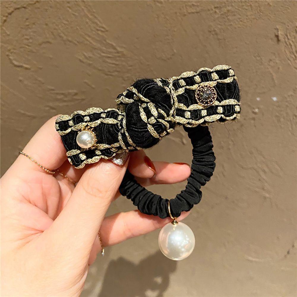 Dây Cột Tóc Vải Họa Tiết Hoa Trà Dễ Thương Phong Cách Hàn Quốc Cho Nữ