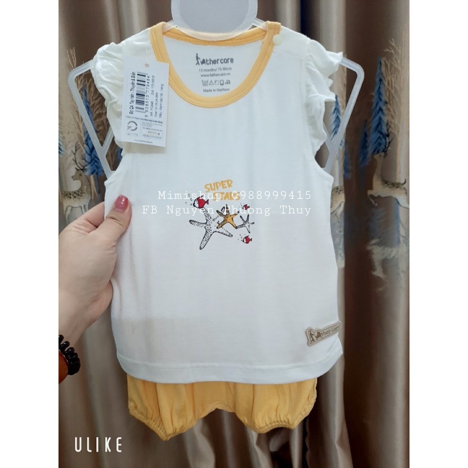 Bộ ba lỗ sợi tre Father care cho bé trai/ bé gái