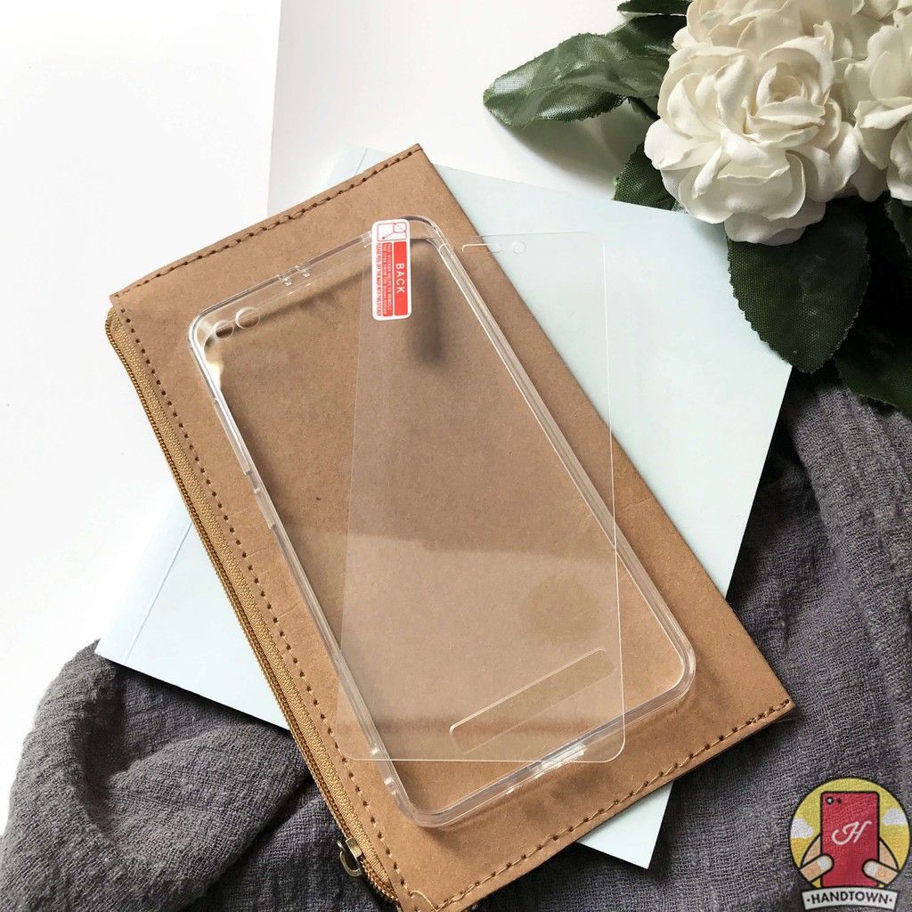COMBO SỐC: Xiaomi Redmi 5A Ốp lưng silicon dẻo trong chống sốc + kính cường lực trong suốt đen trắng full màn
