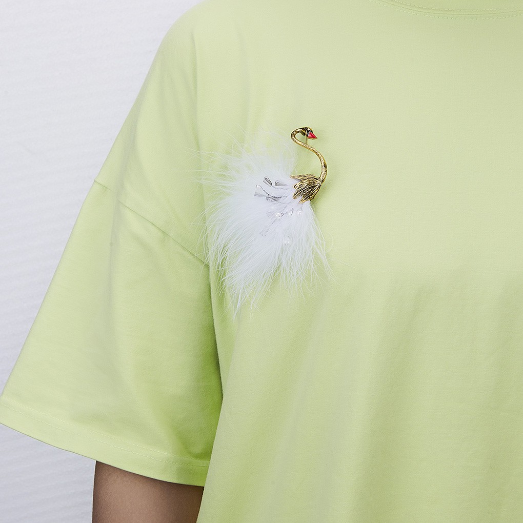 Ghim cài áo hình lông vũ đính ngọc trai nhân tạo phong cách sang trọng cho nữ