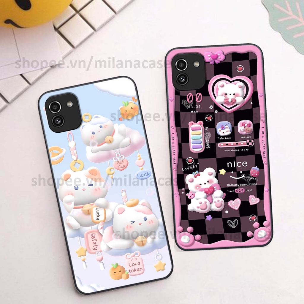 Ốp Samsung A03 hình đồng hồ icon gấu mèo cute cực dễ thương ngộ nghĩnh