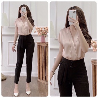 Áo lụa cổ V