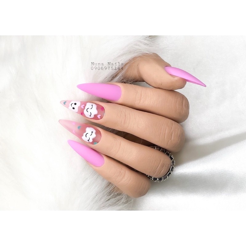 nailbox  móng úp thiết kế mây Hồng cute Top lì có thể đổi màu inbox chọn size và shape