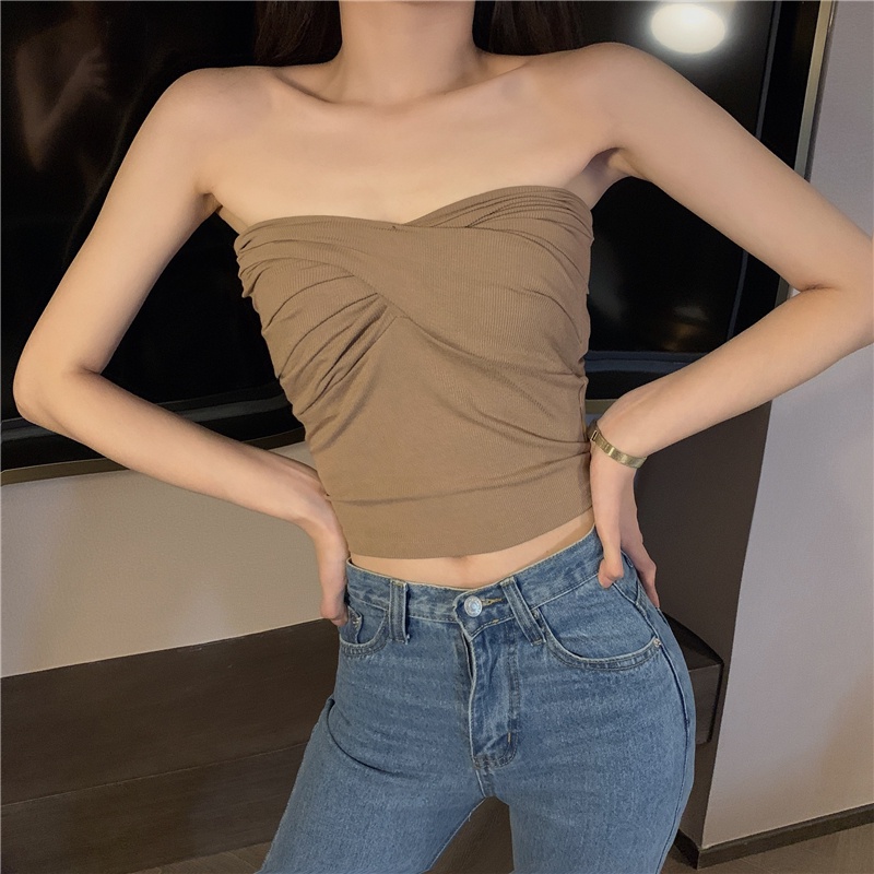 Áo Lửng Cúp Ngực Dáng Ôm Thời Trang Mùa Hè Quyến Rũ Cho Nữ