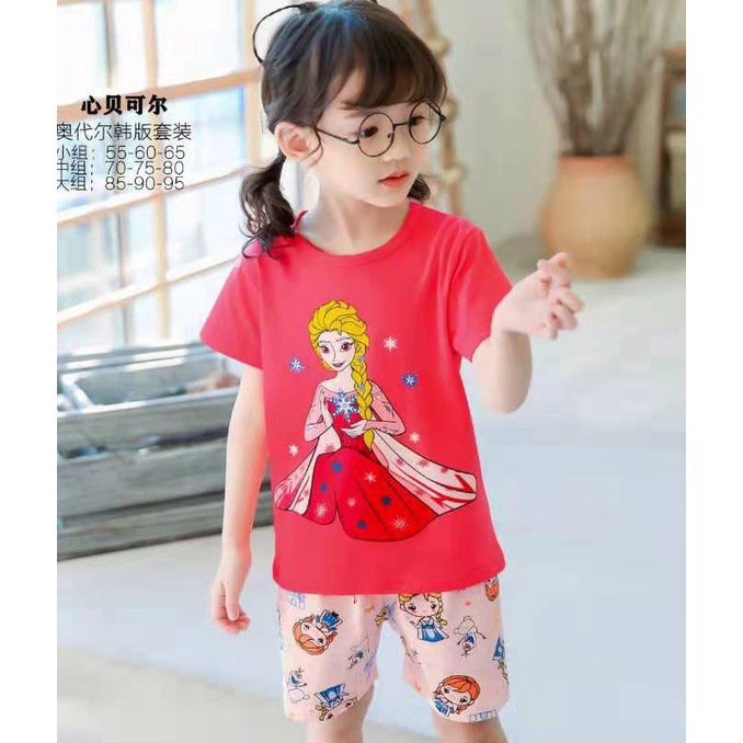 (8-15KG)Bộ cộc tay xuất Hàn cotton lạnh Quảng Châu cho bé gái sz nhí (55-60-65)- Bảng màu 2022