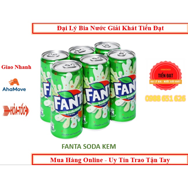 Lốc 6 Lon Nước Ngọt Fanta Hương Soda Kem Trái Cây Và Hương Việt Quất 330ml