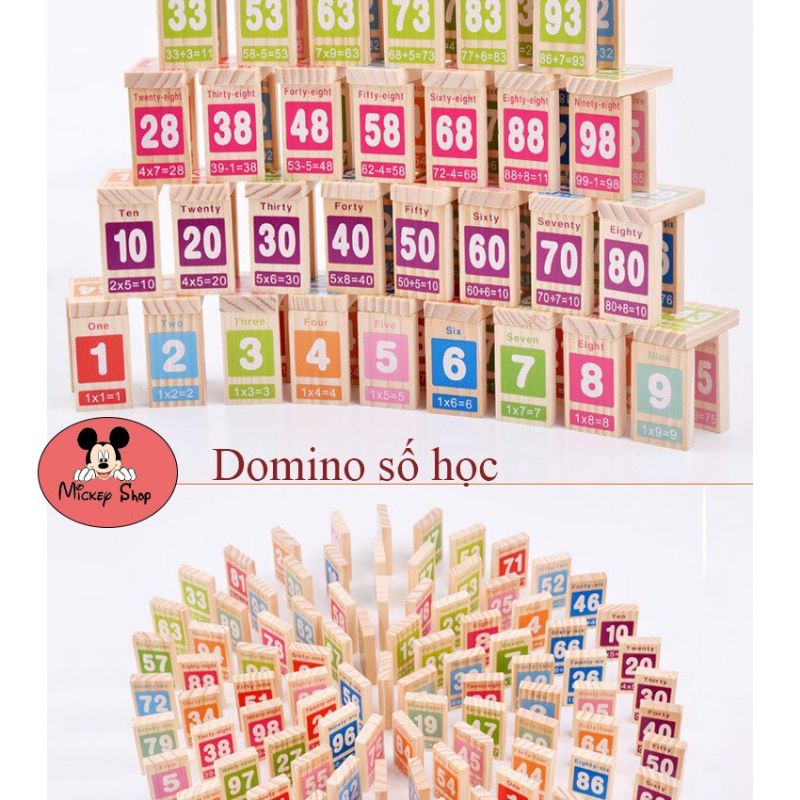 Bộ domino 100 số toán học đồ chơi gỗ thông minh cho bé