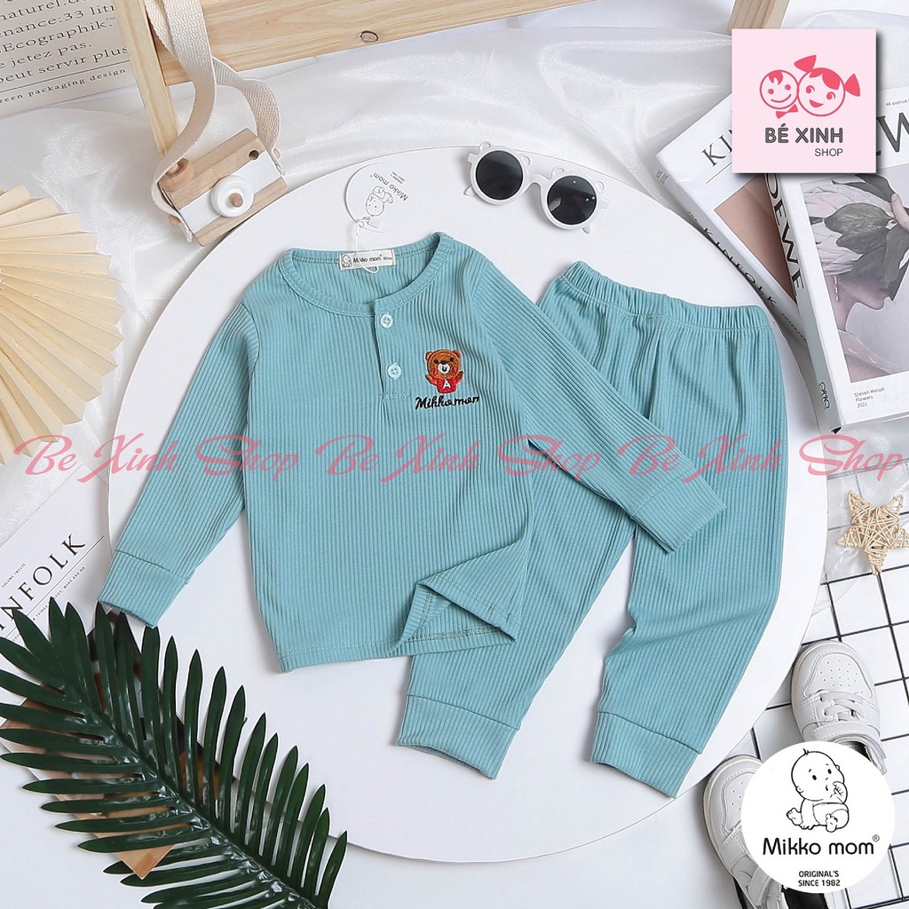 Đồ Bộ Dài Tay Thu Đông Gân Tăm Cho Bé Trai Bé Gái Mikko Mom  Bộ Quần Áo Mùa Thu Đông Cho Bé Thun GÂN GẤU