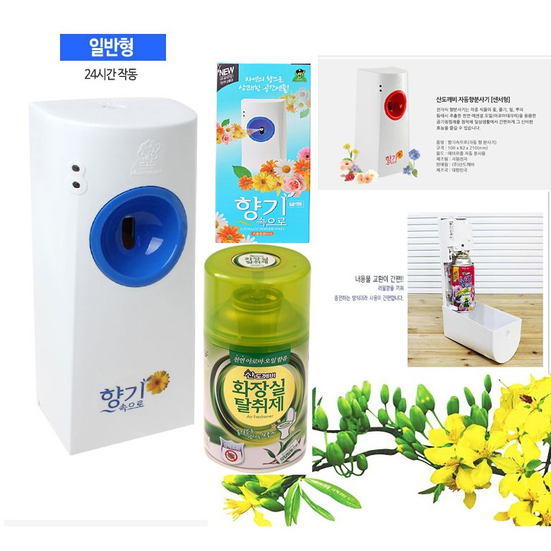 Bộ 1 máy xịt phòng cảm biến ánh sáng và 1 chai xịt phòng Sandokkaebi Hương cafe