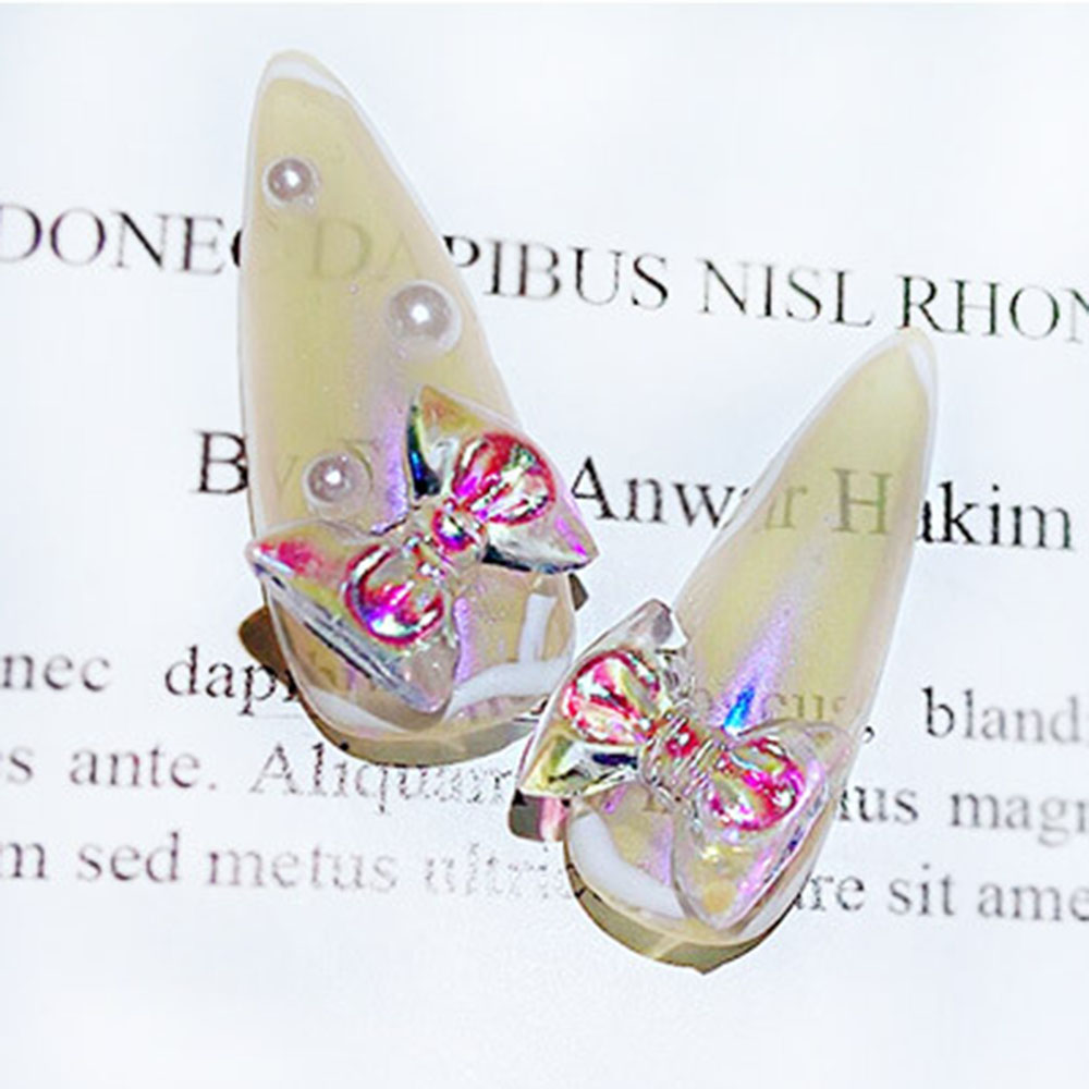 Bộ 8 Phụ Kiện Trang Trí Móng Tay Hình Bướm 3D Lấp Lánh 11 Kiểu Dáng Dễ Thương