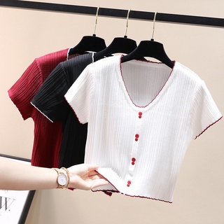 Áo len tăm mỏng cổ V có cúc nhiều màu