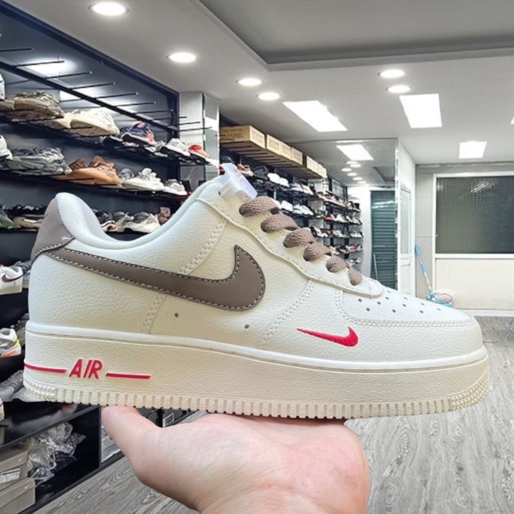 Giày _Nike Air force 1, Air Force 1 vệt nâu, AF1 tích nâu trắng Full Box Bill - Yabi_boutique