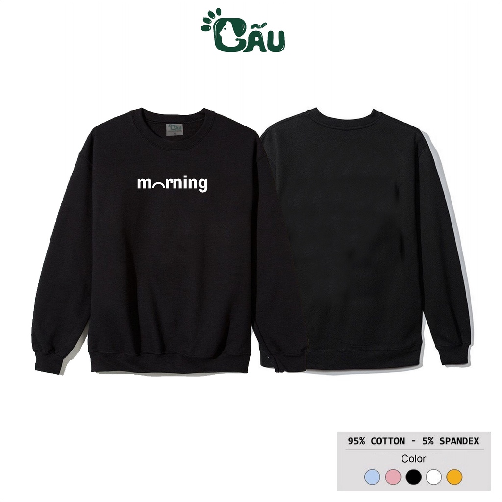 Áo sweater GẤU 194 vải thu đông co dãn, dày dặn mềm mịn form rộng phong cách Unisex - SW Morning