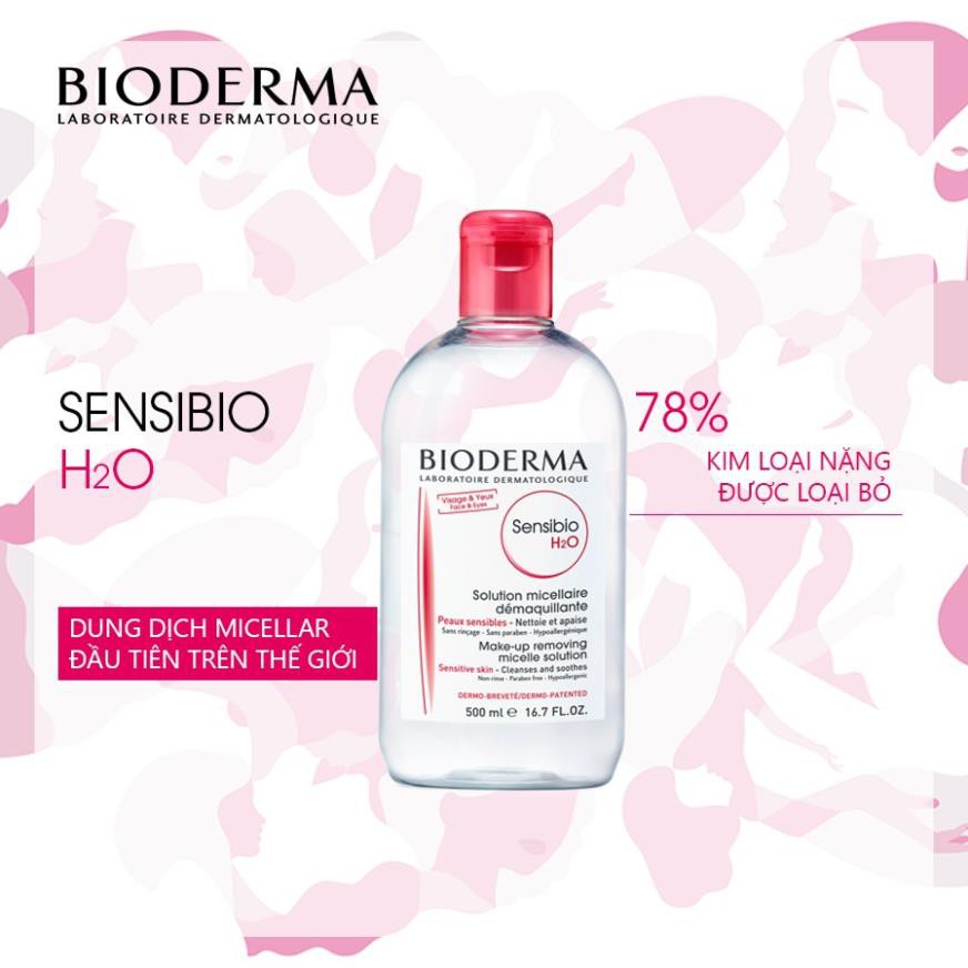 Nước tẩy trang Bioderma H20 dành cho da dầu Sebium, da nhạy cảm Sensibio 100ml , 500ml