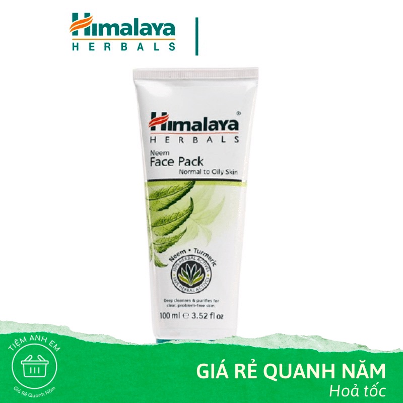 Mặt nạ đất sét lá neem loại bỏ mụn, bã nhờn và mờ thâm Himalaya Neem Face Pack 100ml