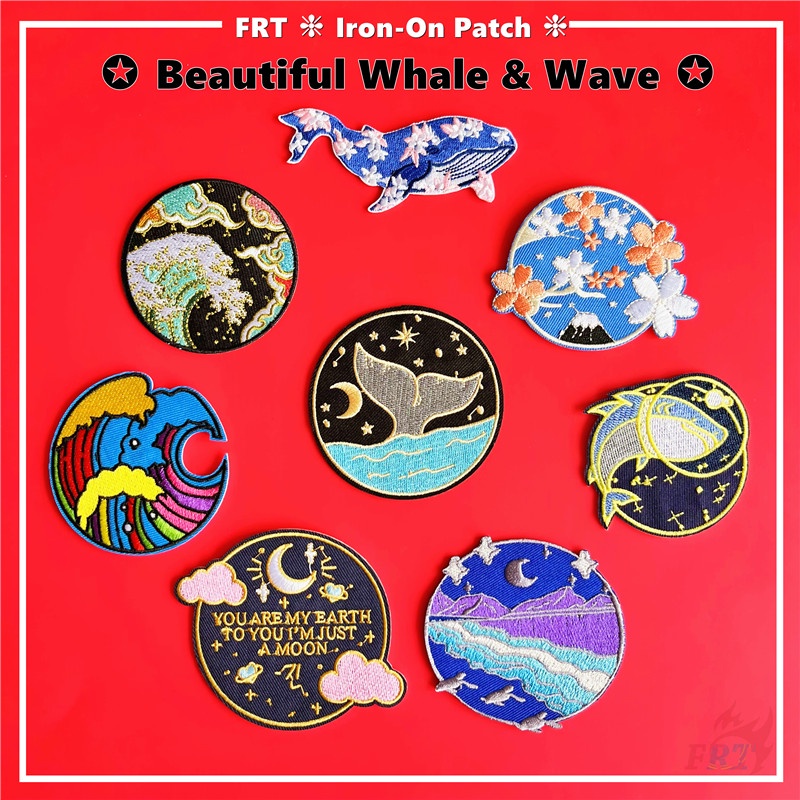 ☸ Sticker Ủi Thêu Hình Cá Voi Dễ Thương ☸ 1 Sticker Ủi Thêu Hình Huy Hiệu
