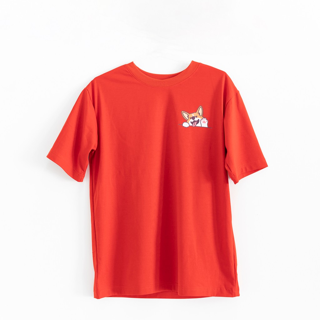 Áo thun unisex form rộng in hình chó CORGI cute