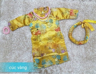 Áo dài tết bé gái kèm khăn (mấn) (các mẹ ib để chọn size nhé)