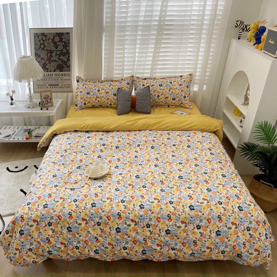 [Nhiều Mẫu] Sét Chăn Ga Gối Cotton Poly Tổng Hợp Hoa Nhí Nhiều Màu Sắc