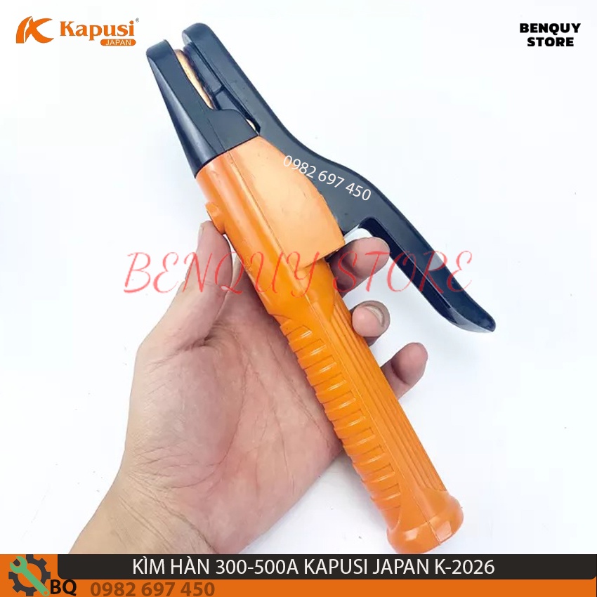 KÌM HÀN 300-500A KAPUSI JAPAN K-2026. ĐẦU KẸP QUE HÀN ĐƯỢC NHIỀU KIỂU: THẲNG, CHÉO, 90 ĐÔ. KÌM KẸP MAT 300-500. HÀN ĐIỆN