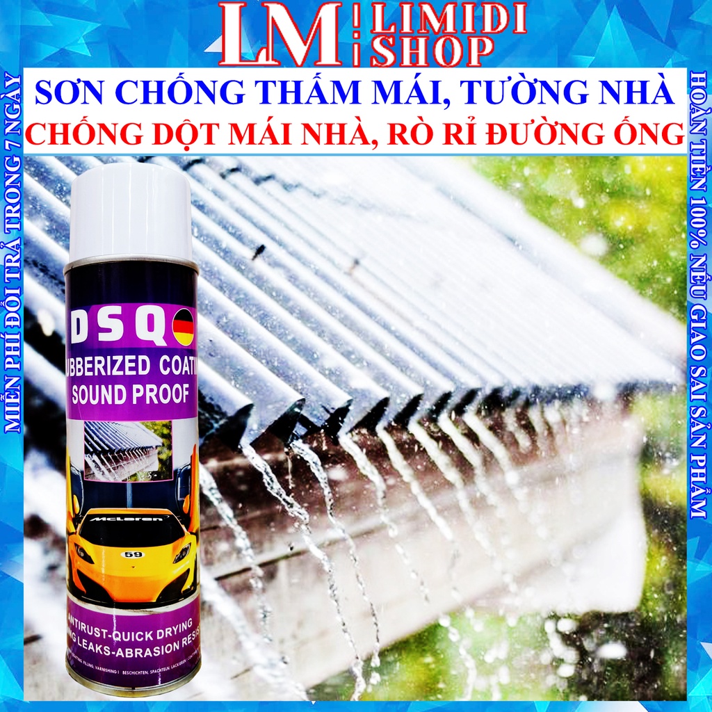 Sơn Chống Thấm - Bình Xịt Chống Thấm Tường - Keo Chống Dột Mái Tôn - Ngói, Bể Cá, Đường Ống Rỉ Nước - DSQ 700ML