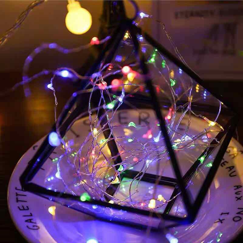 Đèn led trang trí đom đóm dài 2m sẵn pin nút ánh sáng vàng - đủ màu trang trí quà tặng, decor phòng ngủ, bàn làm việ