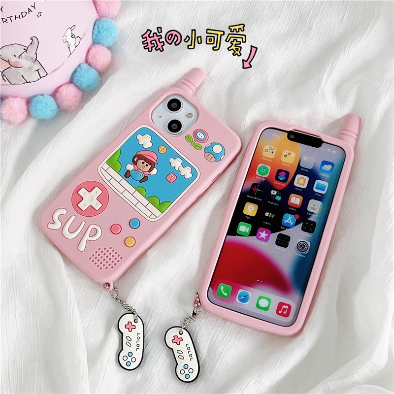 Ốp Điện Thoại Silicon Mềm Chống Sốc Hình Super Mario Màu Hồng Cho 11 xs max 7P / 8 Plus / 12pro / 13 / pro max