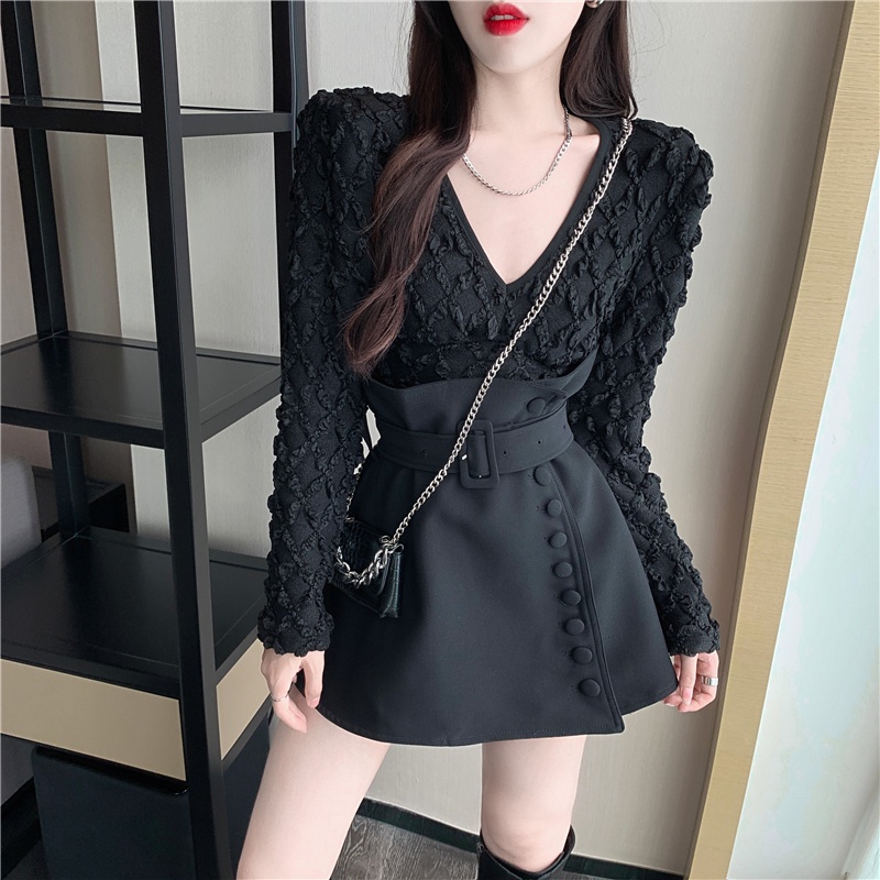 Chân váy lưng cao dáng ôm họa tiết hoa thời trang thu đông