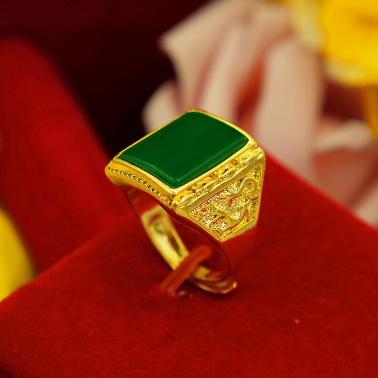 Nhẫn Thời Trang Mạ Vàng Đính Đá Sapphire Hình Vuông / Oval Cho Nam