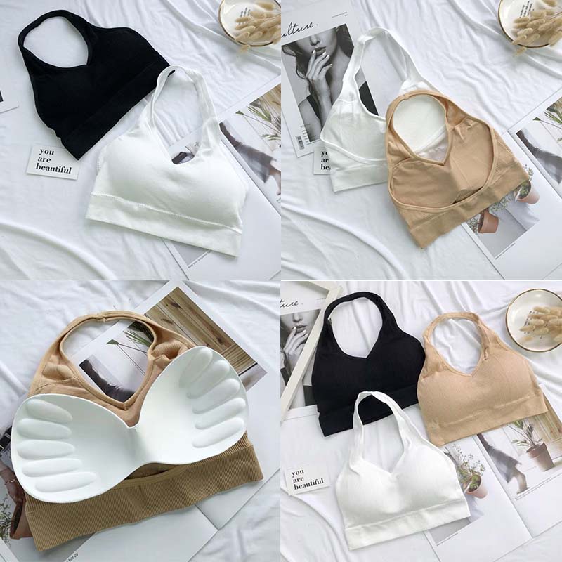 Áo Bra Thun Tăm Hở Lưng Cổ Yếm Có Mút Ngực V100 jp5