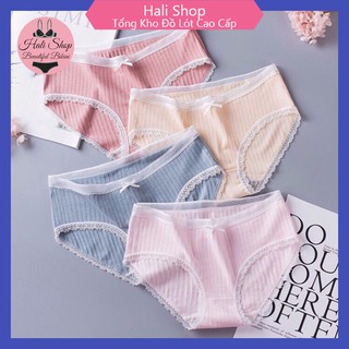 Quần Lót Cotton ❤️FREESHIP❤️ Quần Lót Cotton Tăm Viền Ren xuất Nhật 5362