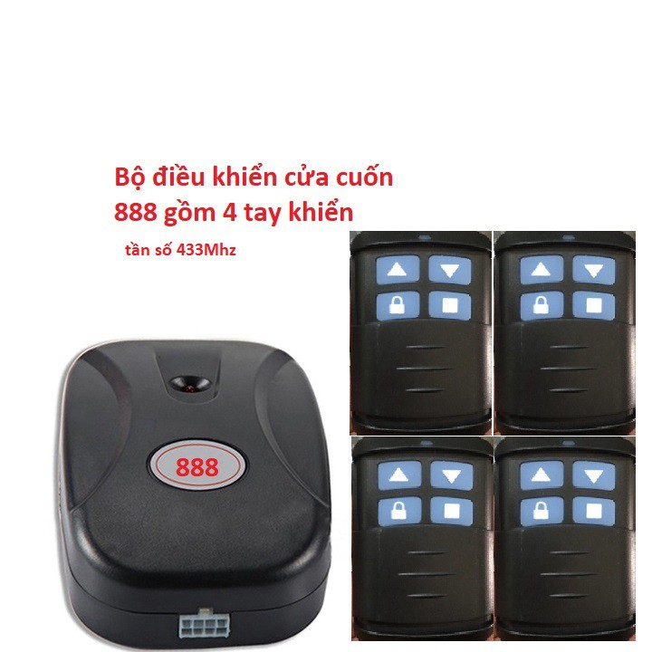 Bộ điều khiển của cuốn 888 gồm 4 tay khiển tần số 433Mhz