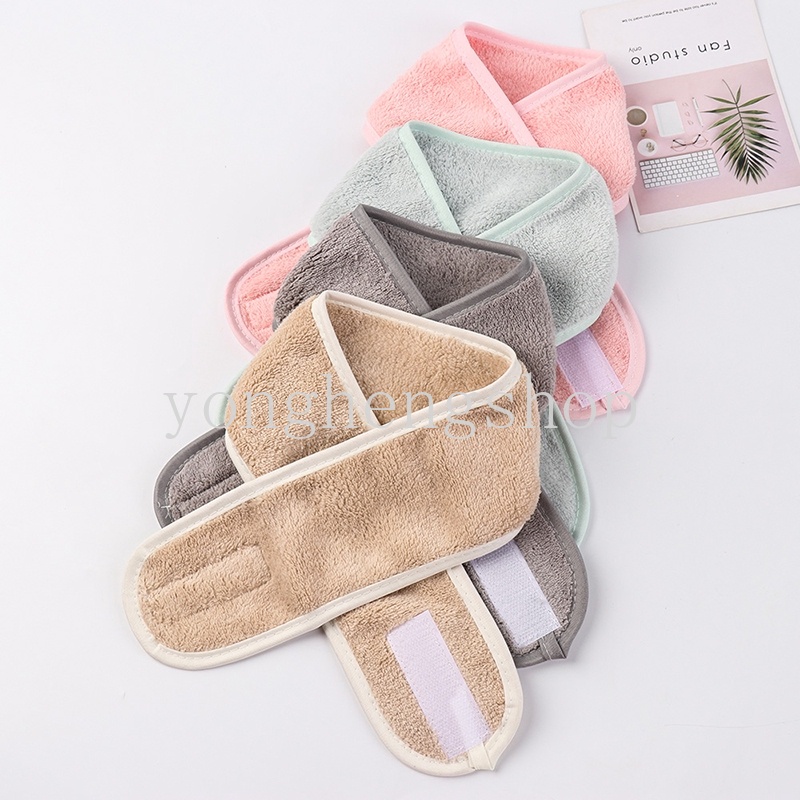 Giá đỡ băng đô rửa mặt/trang điểm bằng lông cừu san hô khóa dán có thể điều chỉnh cho nữ