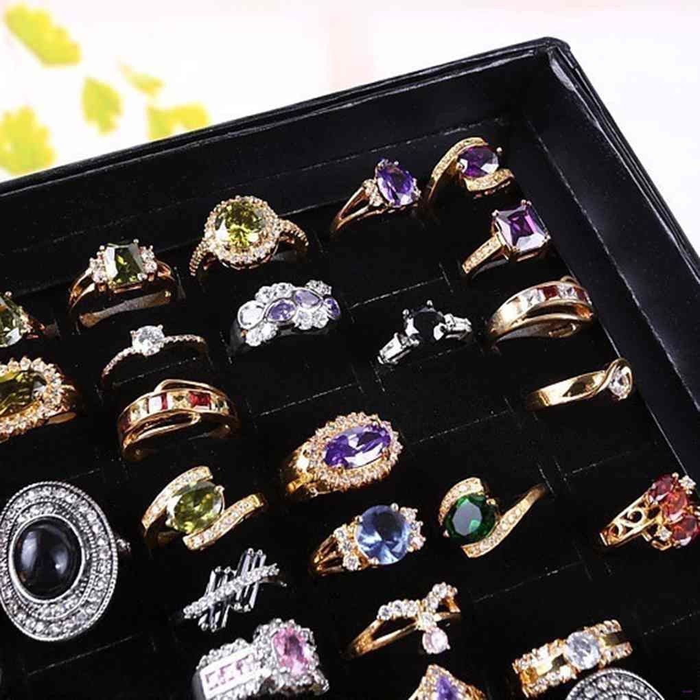Hộp đựng trang sức 100 khe ngăn có cửa sổ trong suốt tiện lợi