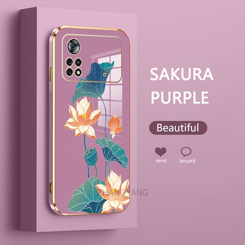 ốp lưng poco m4 pro 4g poco x4 pro 5g ốp điện thoại poco m4 pro 4g poco x4 pro 5g Ốp Điện Thoại TPU Dẻo Mạ Màu Họa Tiết Hoa Sen Sang Trọng
