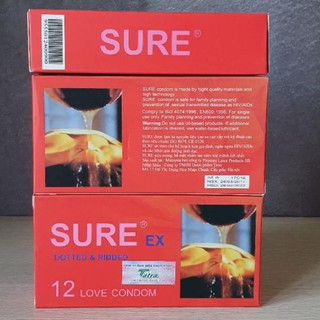 [GIÁ SỈ] Bao cao su VN chất lượng cao SURE EX đỏ (Malaysia-Hộp 12 cái)