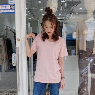 Áo thun trơn cổ tim