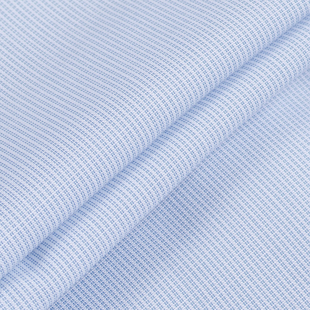 Áo sơ mi nữ tay ngắn công sở kẻ tăm caro chìm đẹp xanh nhạt cotton Thái Hoà N631-12-01