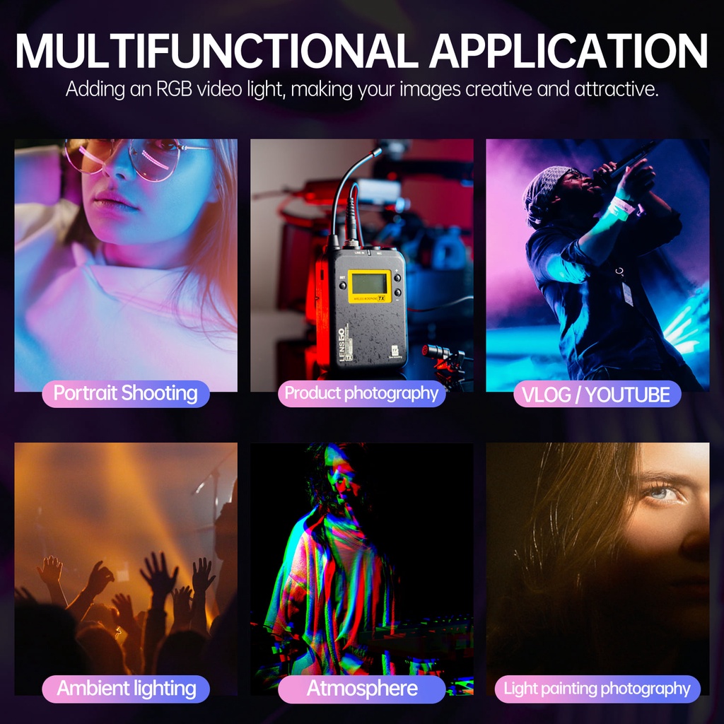 Đèn LED quay phim Ulanzi VL49 RGB Lensgo R50 cho máy ảnh, điện thoại và gopro. BH 1 tháng.