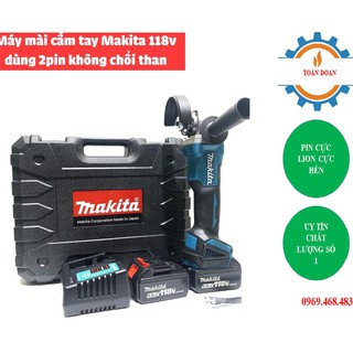 Máy mài cầm tay Makita 118v dùng 2pin không chổi than chuyên dùng để mài góc, cắt sắt, cắt gỗ, cắt gạch