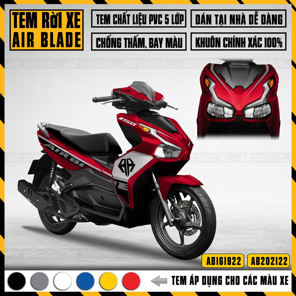 Tem Airblade Logo AB Chế | AB22 | Tem Rời Xe AB Cao Cấp Chống Nước, Chống Bay Màu, Cắt Sẵn Khuôn