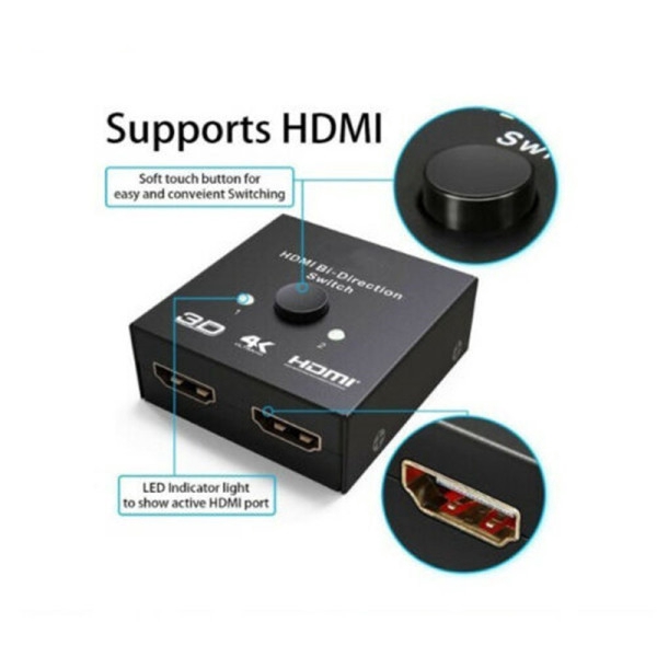 For HDTV Xbox PS4 TV BOX HDMI Splitter Switch 1 In to 2 Out 4K 3D 1080P Switcher