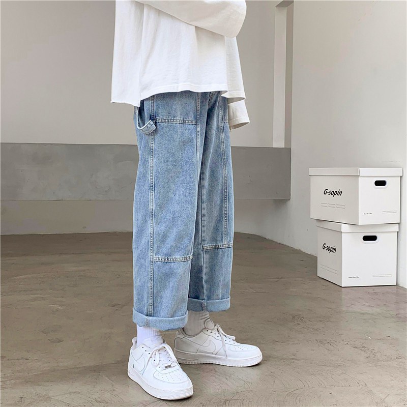 Quần jeans nam ống rộng, quần bò baggy nam ống xuông phong cách Hàn Quốc 02 | BigBuy360 - bigbuy360.vn