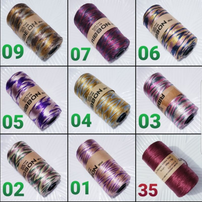 Sợi Ribbon Dẹp Bóng Đan Móc Túi Xách, Nón, Balo