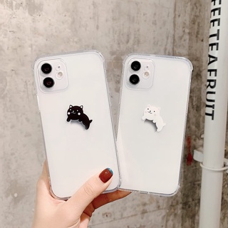 Ốp Điện Thoại Mềm Bảo Vệ Toàn Diện Camera In Hình Mèo Trắng Đen Cho iPhone 11 12 14 Pro Max XR X XS 14 Plus 13