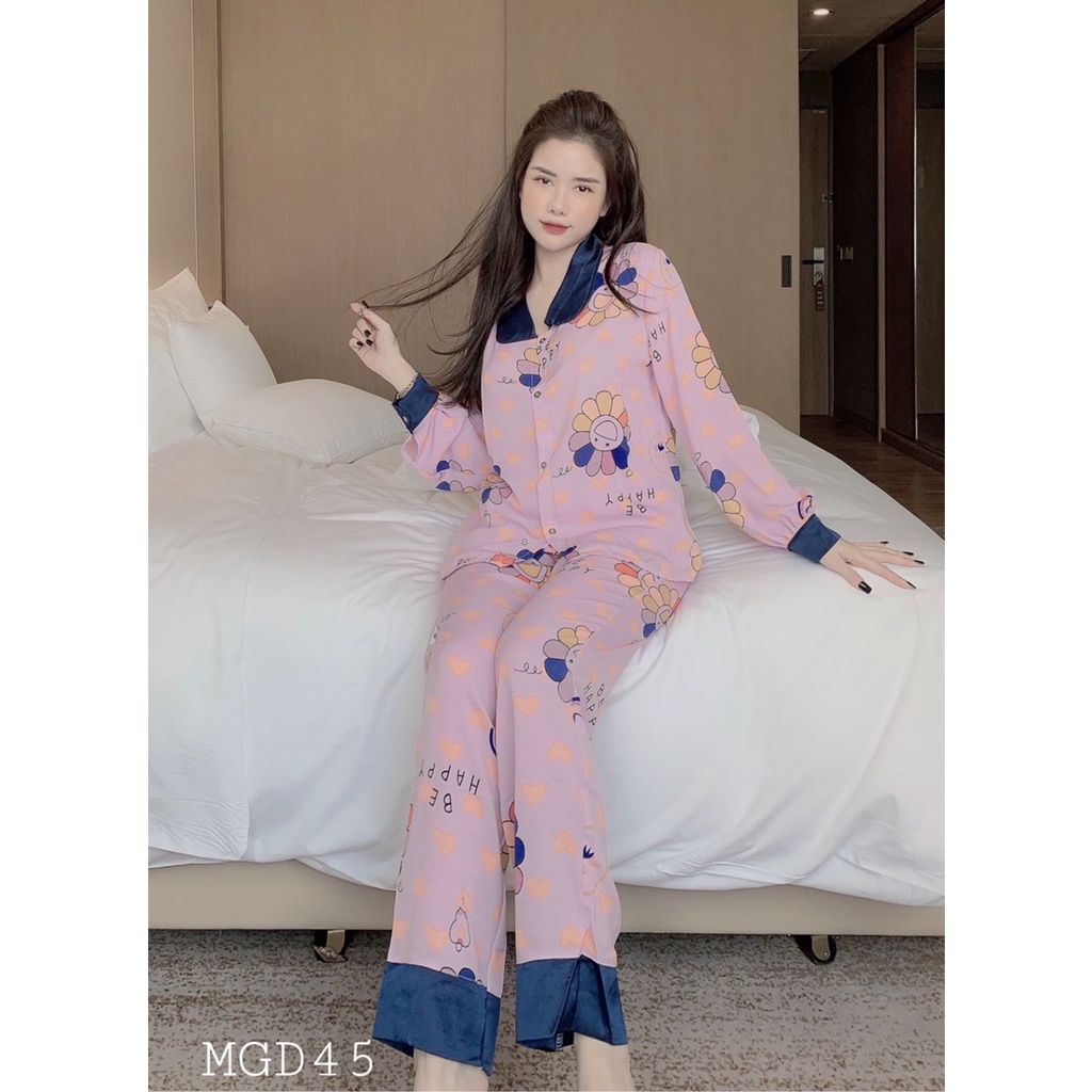 Đồ Bộ Mặc Nhà Pijama Nữ Lụa, Pizama Dài Tay Cao Cấp Chất Vải Mát Kiểu Dáng Trẻ Trung | BigBuy360 - bigbuy360.vn